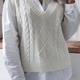 Düz Renk Geometrik Kazak Yelek