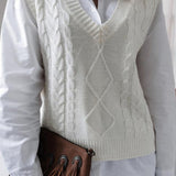 Düz Renk Geometrik Kazak Yelek