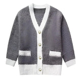 Kontrast Kenarlı İnce Örgü Hırka