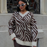 Charm Zebra Desenli Oversize Kazak
