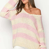 Omuzları Açık Çizgili Kazak