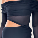 Blaire Omuzsuz Maxi Elbise - Siyah