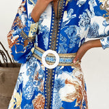 Annika Long Sleeve Mini Dress - Blue Doll