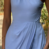 Clara Tek Omuzlu Maxi Elbise - Mavi