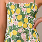 Carlia Midi Elbise - Limon Desenli