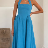 Caden Maxi Elbise - Kobalt Mavisi