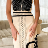 Boe Halter Maxi Elbise - Palm Canyon Desenli