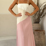 Brionie Maxi Elbise - Pembe/Beyaz