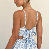 Azura Maxi Elbise - Mavi Çiçekli