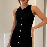 Aylah Knit Midi Dress - Black