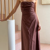 Bolivia Strapless Midi Dress - Chocolate
