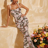 Abigail  Çiçek Pullu Maksi Elbise