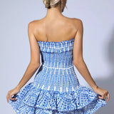 Rosemary Mavi Fırfırlı Mini Elbise