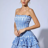 Rosemary Mavi Fırfırlı Mini Elbise