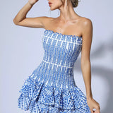 Rosemary Mavi Fırfırlı Mini Elbise