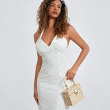 Desenli Kumaş V Yaka Elbise