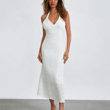 Desenli Kumaş V Yaka Elbise