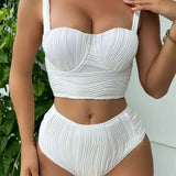 Buruşuk Balenli Yüksek Bel Bikini Takımı