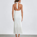 Desenli Kumaş V Yaka Elbise