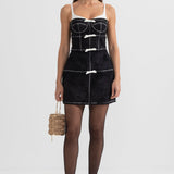 Tüy Benzeri Desenli Kumaşlı Mini Elbise