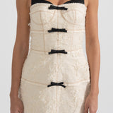 Tüy Benzeri Desenli Kumaşlı Mini Elbise