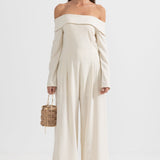 Sırt Fiyonk Detaylı Omuzları Açık Tulum