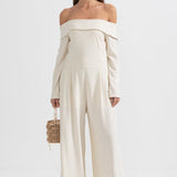 Sırt Fiyonk Detaylı Omuzları Açık Tulum