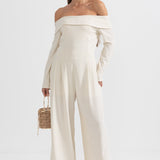 Sırt Fiyonk Detaylı Omuzları Açık Tulum