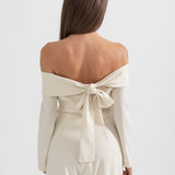 Sırt Fiyonk Detaylı Omuzları Açık Tulum