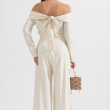 Sırt Fiyonk Detaylı Omuzları Açık Tulum