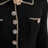 Dokulu Triko Elbise - Siyah