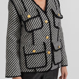 Çizgili Tüvit Blazer