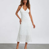 Desenli Kumaş V Yaka Elbise