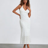 Desenli Kumaş V Yaka Elbise