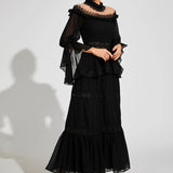 Dantel Uzun Kollu Maxi Elbise