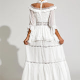 Dantel Uzun Kollu Maxi Elbise