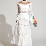 Dantel Uzun Kollu Maxi Elbise