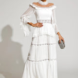 Dantel Uzun Kollu Maxi Elbise