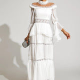 Dantel Uzun Kollu Maxi Elbise