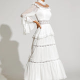 Dantel Uzun Kollu Maxi Elbise