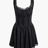 Braided Eyelet Mini Elbise