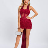 Olympia Korse Gül Mini Elbise