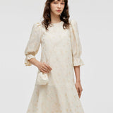 Çantalı Jakarlı A-Kesim Fırfırlı Kadın Midi Elbise