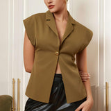 Olive Grace Sleeveless Blazer