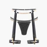 Zincirli Bustier Kontrast File İç Giyim Garter Seti