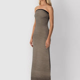 Adela Kolsuz Şerit Örgü Uzun Elbise