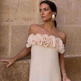 Alva Çiçekli Örme Straplez Uzun Elbise