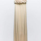 Alva Çiçekli Örme Straplez Uzun Elbise