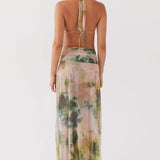 Antonia Baskılı Halter Yaka Uzun Elbise