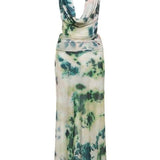 Antonia Baskılı Halter Yaka Uzun Elbise